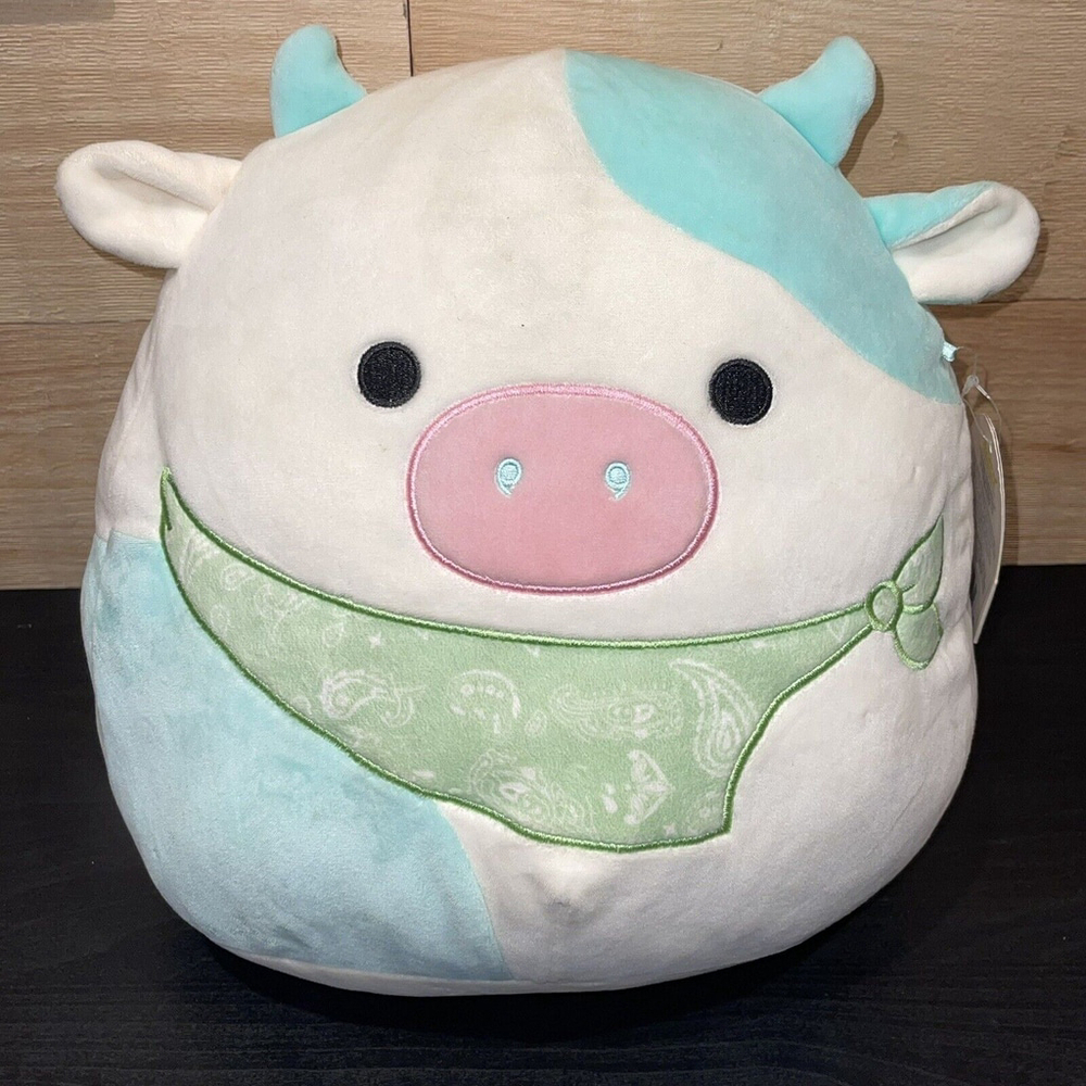 BELENA the Cow SQUISHMALLOW 11‎ inch with Bandana Plush Toy Stuffed GUC